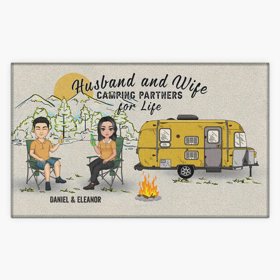 Personalized Custom Doormat - Welcoming, Anniversary Gift For Couple, Camping Lover - Home Is Where We Park It