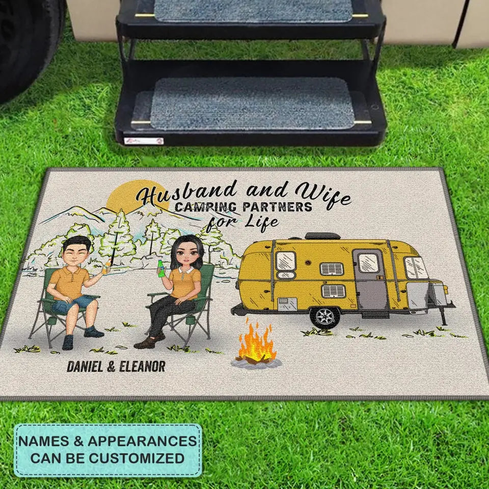 Personalized Custom Doormat - Welcoming, Anniversary Gift For Couple, Camping Lover - Home Is Where We Park It