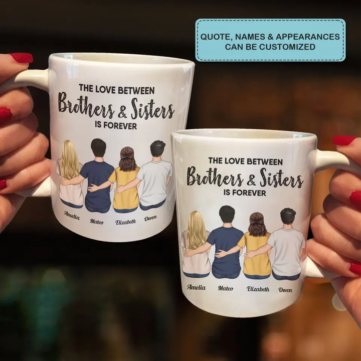 Personalized Custom White Mug - Birthday Gift For Family - The Love Between Family Is Forever