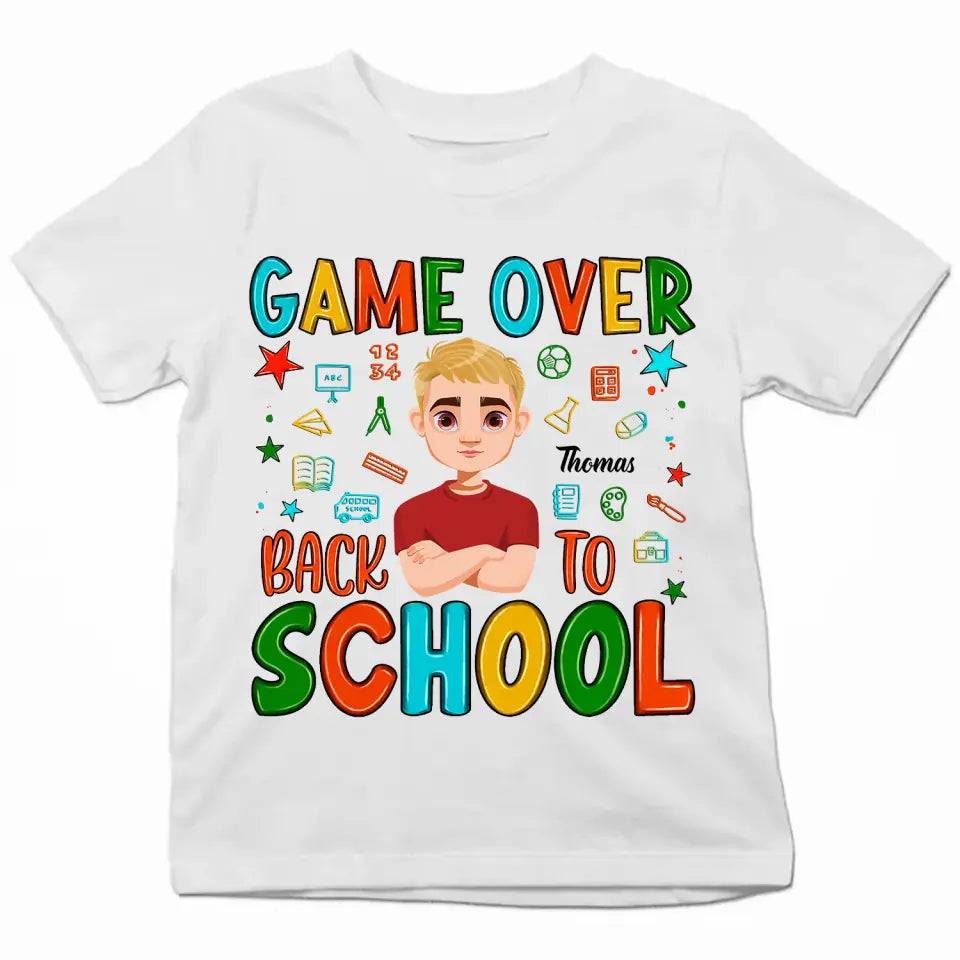Personalized Custom T-shirt - Back To School Gift For Kid - Game Over Back To School