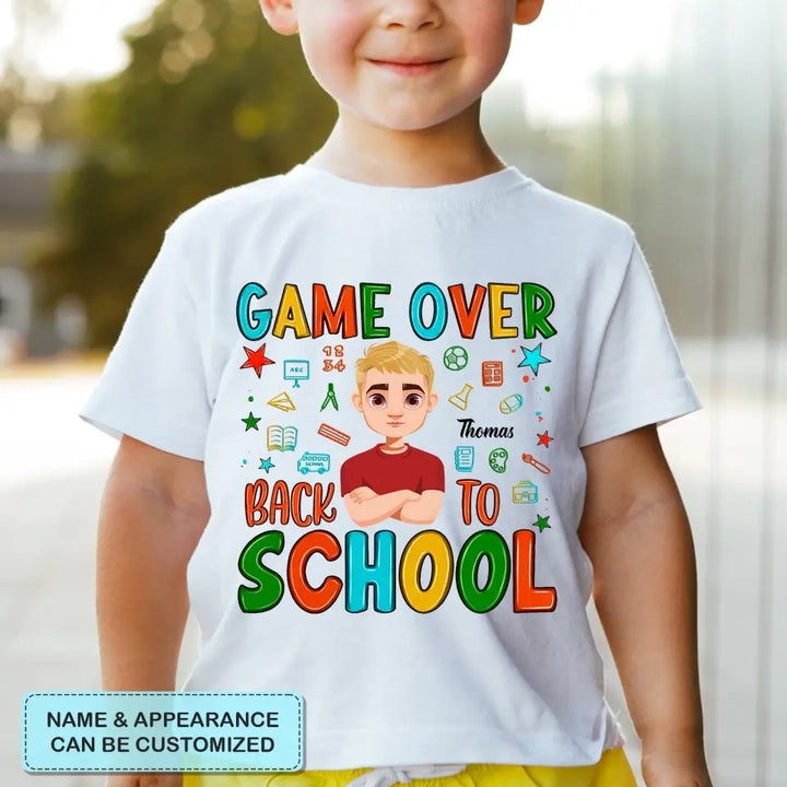 Personalized Custom T-shirt - Back To School Gift For Kid - Game Over Back To School