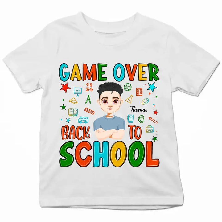 Personalized Custom T-shirt - Back To School Gift For Kid - Game Over Back To School