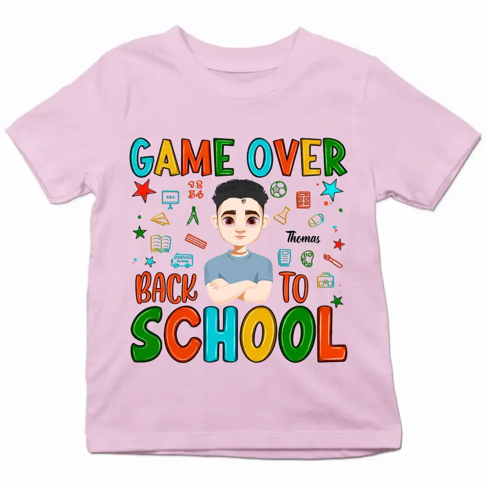 Personalized Custom T-shirt - Back To School Gift For Kid - Game Over Back To School