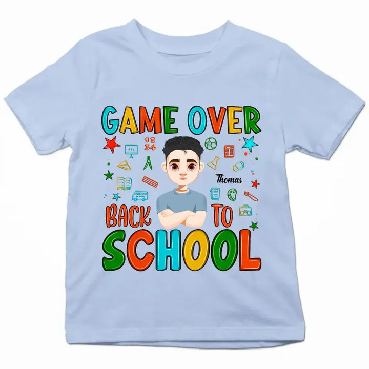 Personalized Custom T-shirt - Back To School Gift For Kid - Game Over Back To School