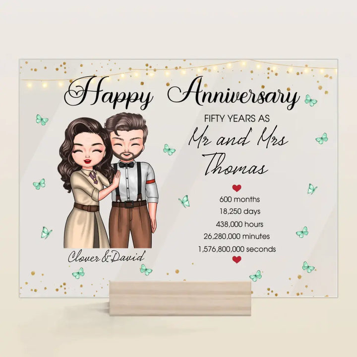 Personalized Custom Acrylic Plaque - Anniversary Gift For Couple - Happy Wedding
