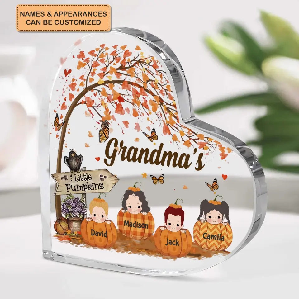 Personalized Custom Heart-shaped Acrylic Plaque - Mother's Day Gift For Mom, Grandma - Grandma's Little Pumpkin