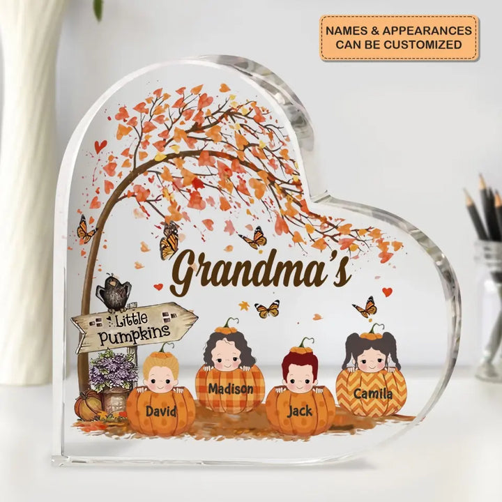 Personalized Custom Heart-shaped Acrylic Plaque - Mother's Day Gift For Mom, Grandma - Grandma's Little Pumpkin