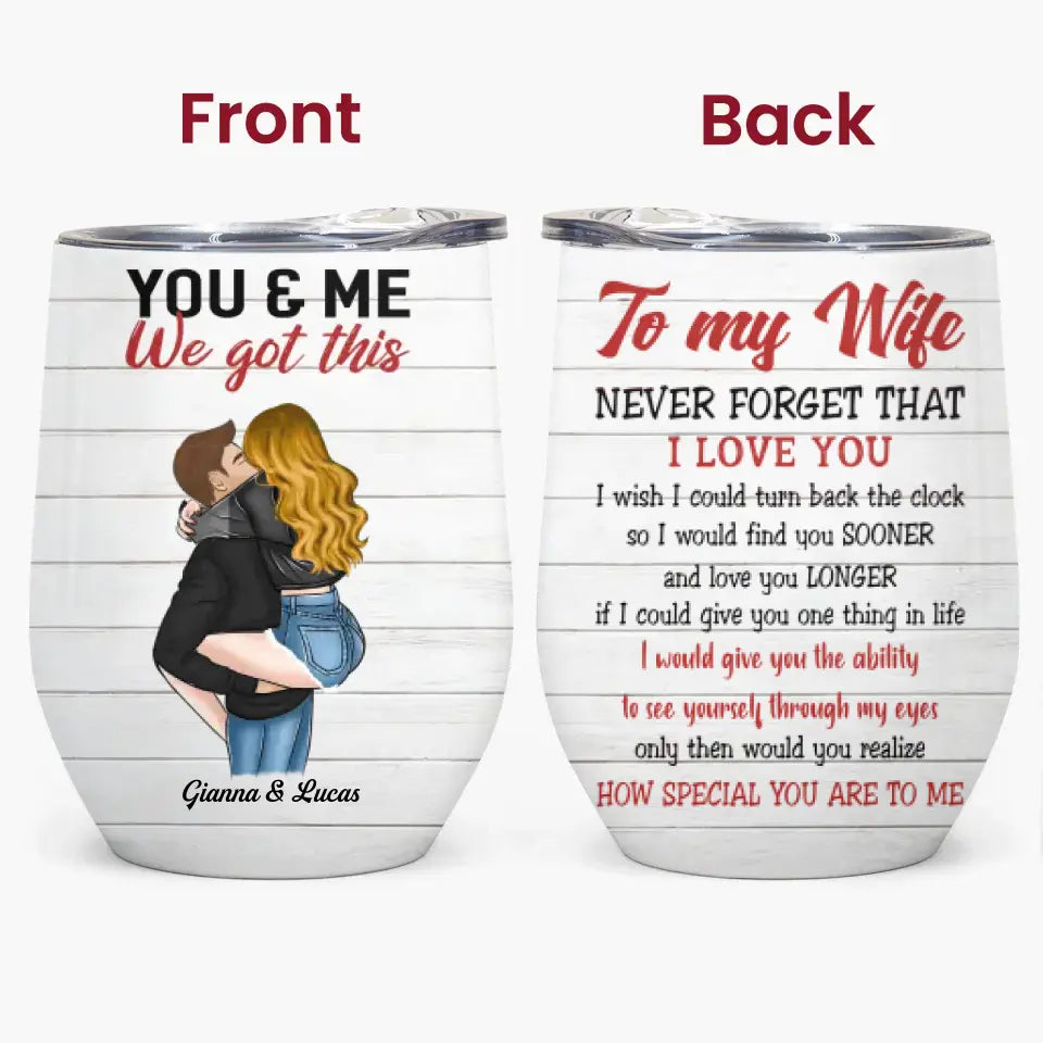 Personalized Custom Wine Tumbler - Anniversary Gift For Couple - Never Forget That I Love You