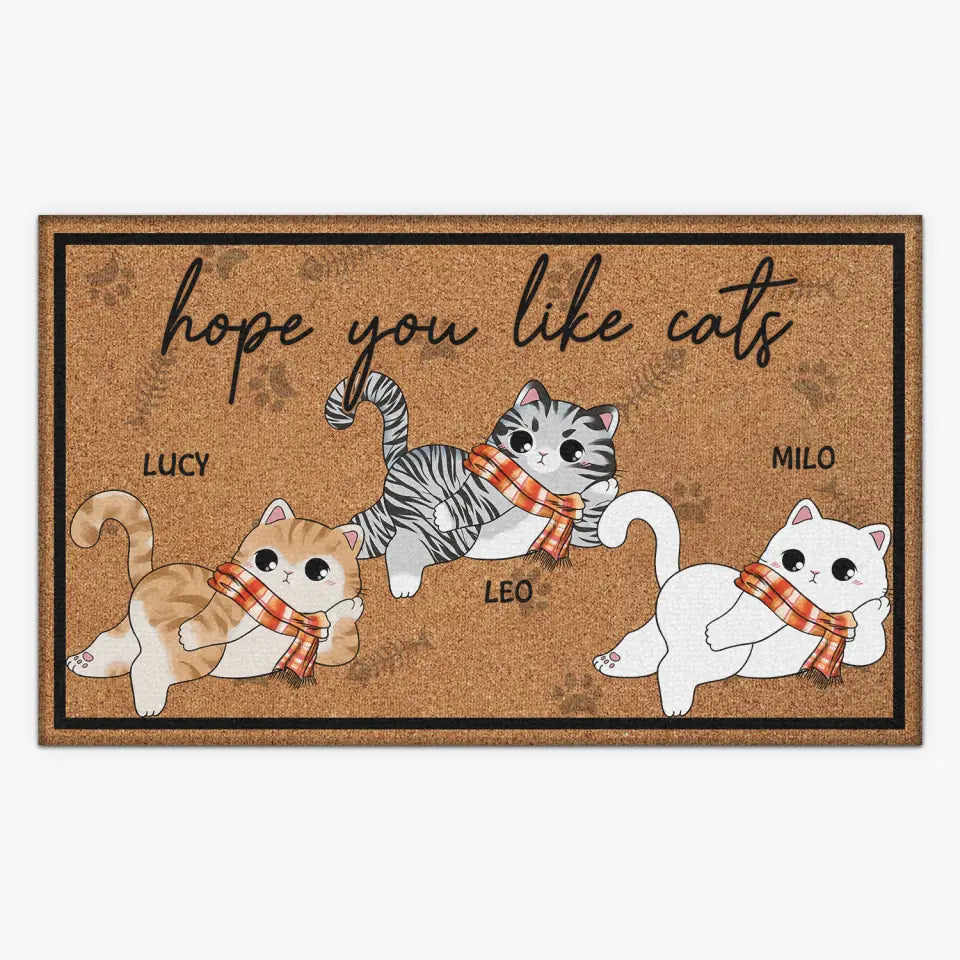 Personalized Custom Doormat - Birthday, Halloween, Fall Gift For Cat Mom, Cat Dad, Cat Lovers - Hope You Like Cats Fall & Halloween Costume