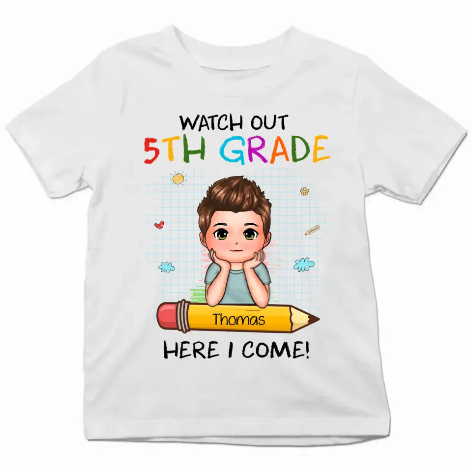 Personalized Custom T-shirt - Back To School Gift For Kid - Watch Out Kindergarten