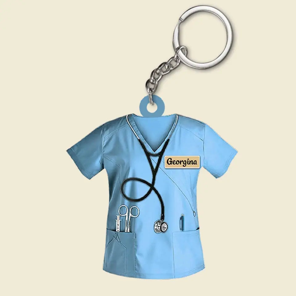 Personalized Custom Keychain - Nurse's Day, Appreciation Gift For Nurse - Nurse Scrubs AGCKH099