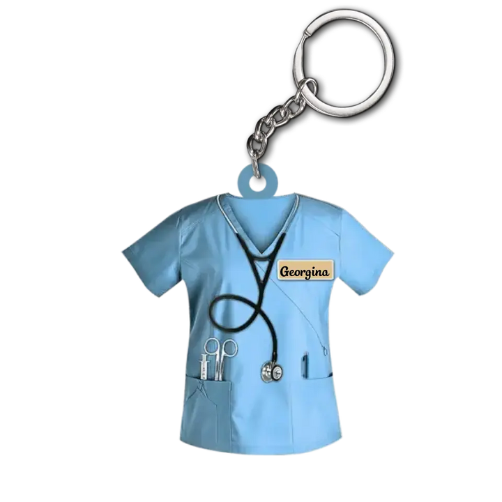 Personalized Custom Keychain - Nurse's Day, Appreciation Gift For Nurse - Nurse Scrubs AGCKH099
