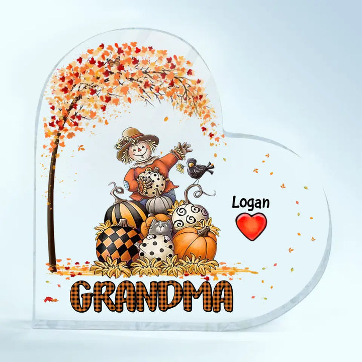 Personalized Custom Heart-shaped Acrylic Plaque - Mother's Day Gift For Mom, Grandma - Nana Fall