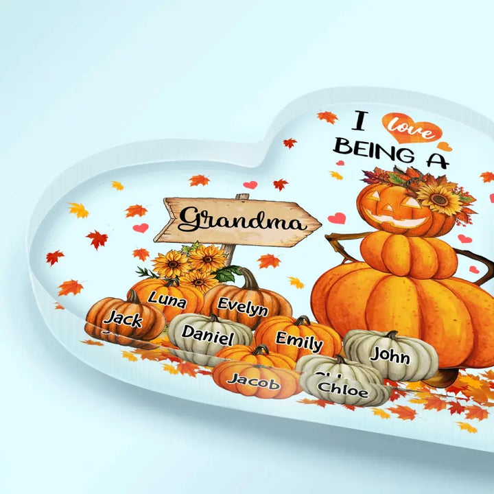Personalized Custom Heart-shaped Acrylic Plaque - Mother's Day Gift For Mom, Grandma - I Love Being A Grandma