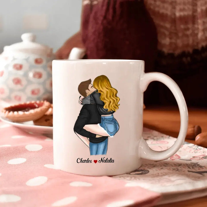 Personalized Custom White Mug - Anniversary Gift For Couple - My Heart Is Wherever You Are