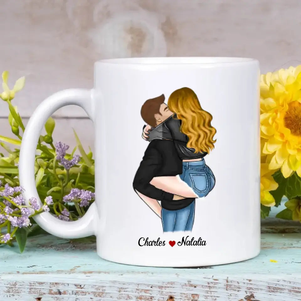 Personalized Custom White Mug - Anniversary Gift For Couple - My Heart Is Wherever You Are
