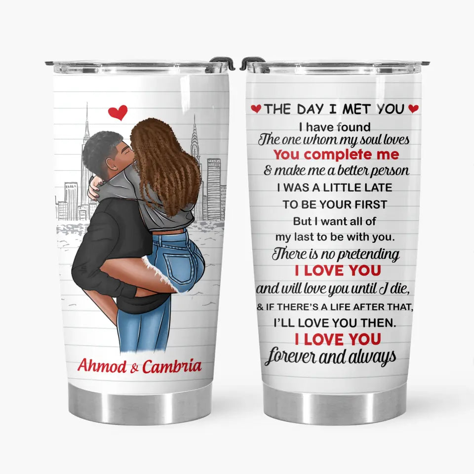 I Love You Forever - Personalized Tumbler Cup - Hugging Couple