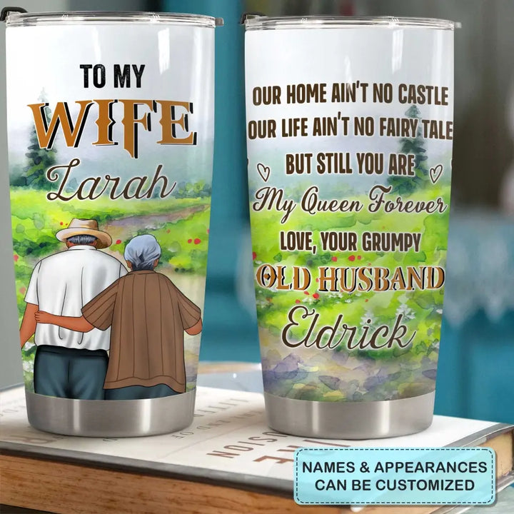 Personalized Custom Tumbler - Anniversary Gift For Wife, Couple - To My Wife, My Queen Forever