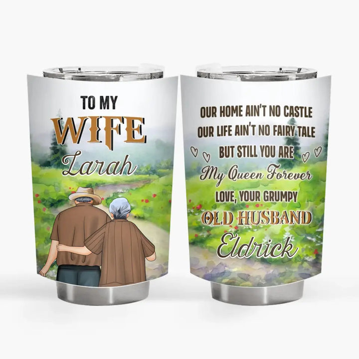Personalized Custom Tumbler - Anniversary Gift For Wife, Couple - To My Wife, My Queen Forever