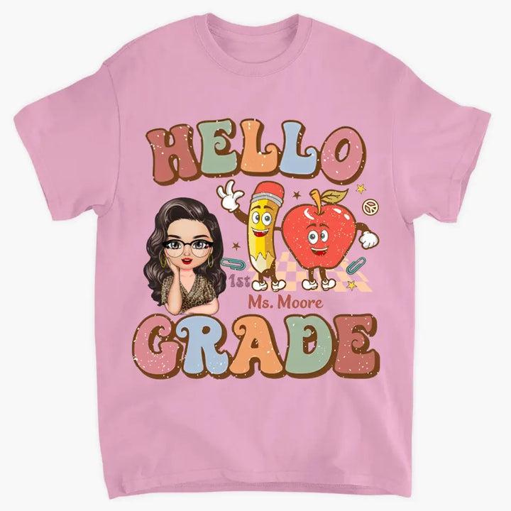 Personalized Custom T-shirt - Teacher's Day, Appreciation Gift For Teacher - Hello Kindergarten