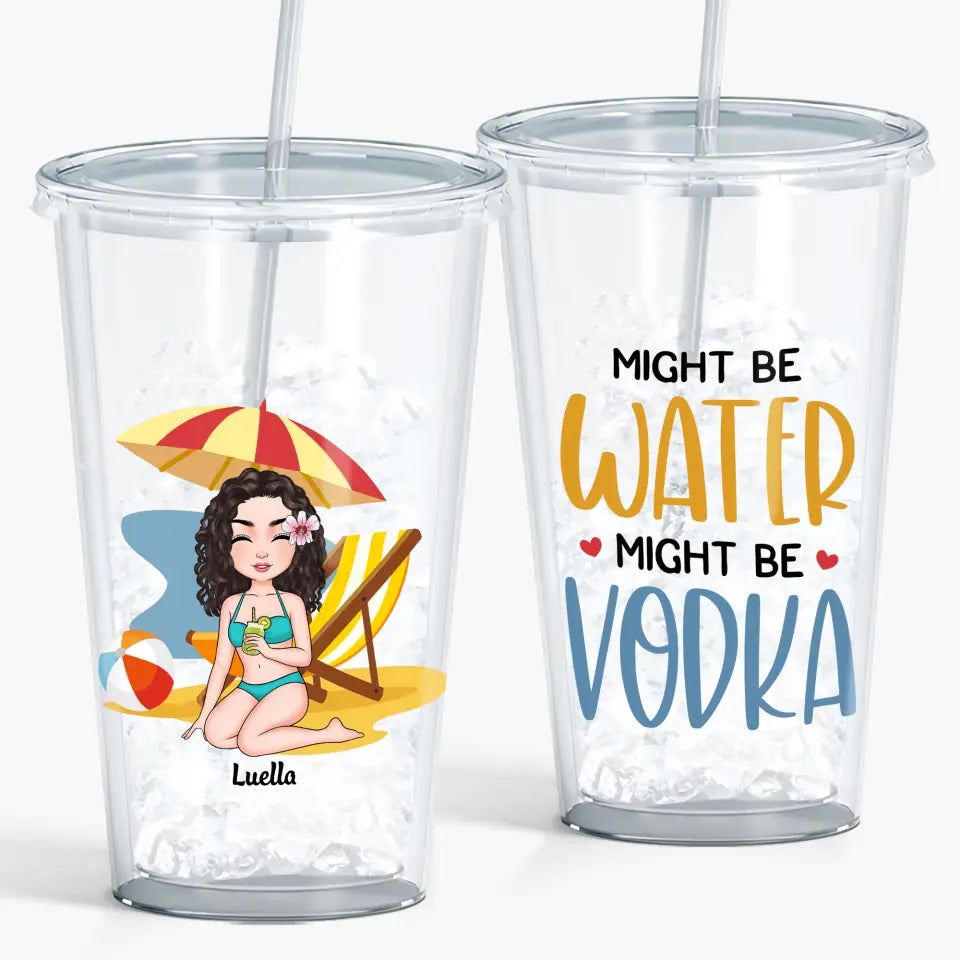 Personalized Custom Acrylic Tumbler - Birthday, Holiday Gift For Friend, Bestie - Might Be Water Might Be Vodka