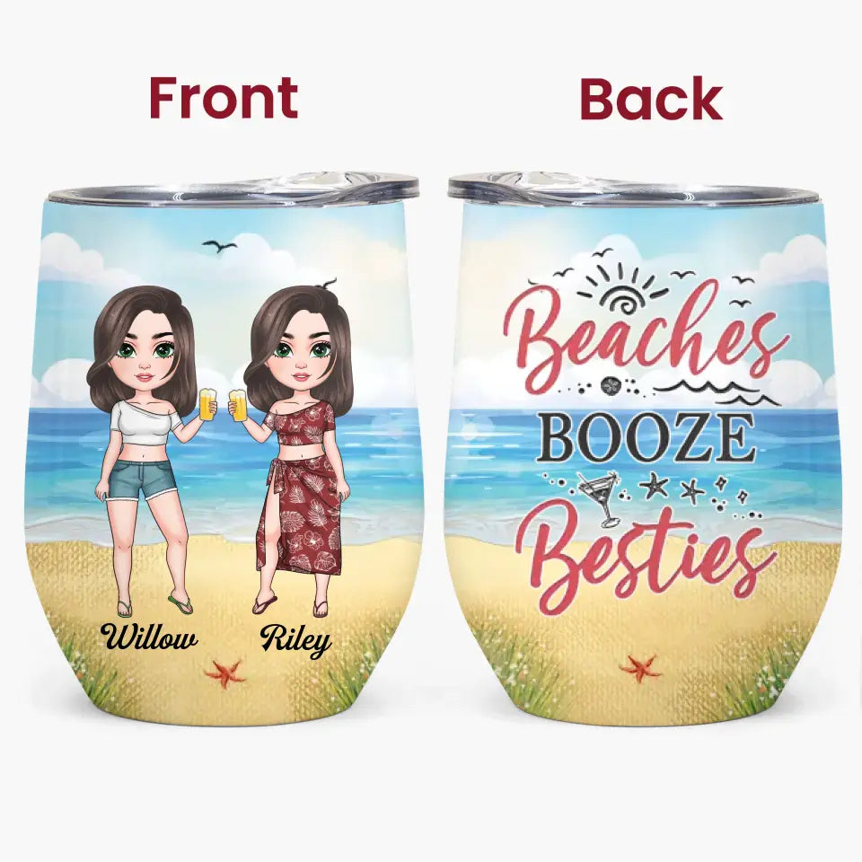 Personalized Custom Wine Tumbler - Summer, Vacation Gift For Friend, Bestie - Besties For The Resties