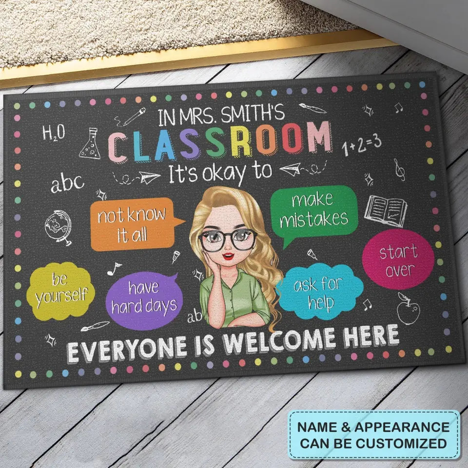 Personalized Custom Doormat - Teacher's Day Gift For Teacher - Everyone Is Welcome Here