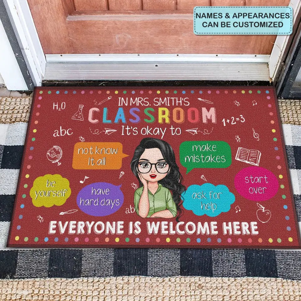 Personalized Custom Doormat - Teacher's Day Gift For Teacher - Everyone Is Welcome Here
