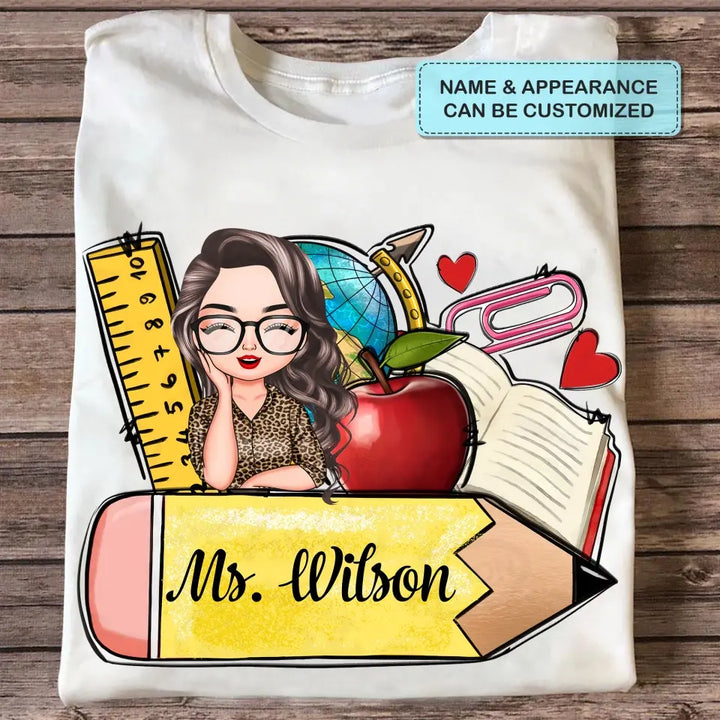 Personalized Custom T-shirt - Teacher's Day, Appreciation Gift For Teacher - Yellow Pencil Teacher Shirt