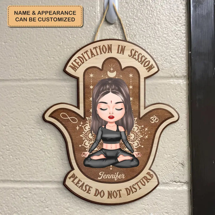 Personalized Custom Door Sign - Birthday Gift For Yoga Lover - Meditation In Session
