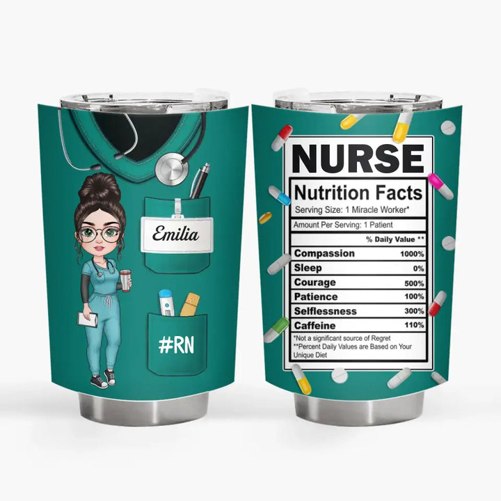 Personalized Custom Tumbler - Nurse's Day, Appreciation Gift For Nurse - Nurse Nutrition Facts
