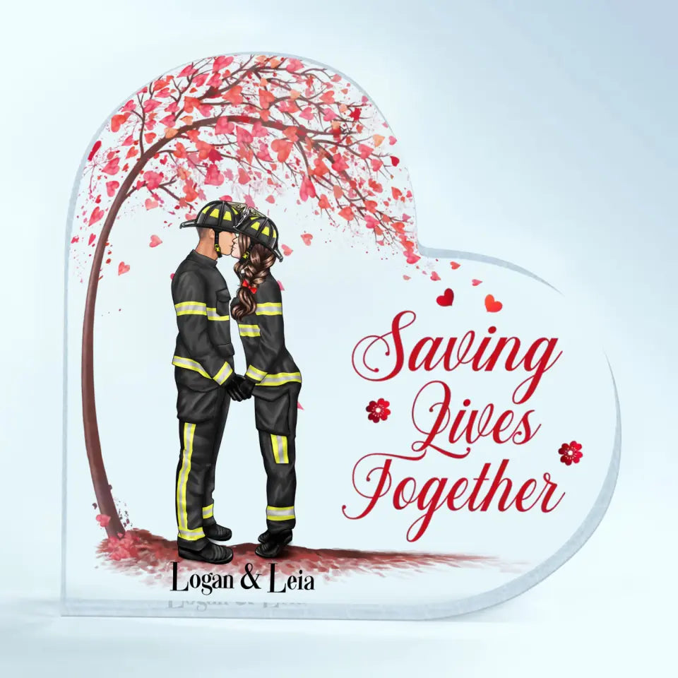 Personalized Custom Heart-shaped Acrylic Plaque - Anniversary Gift For Couple - It's A Beautiful Day To Save Lives