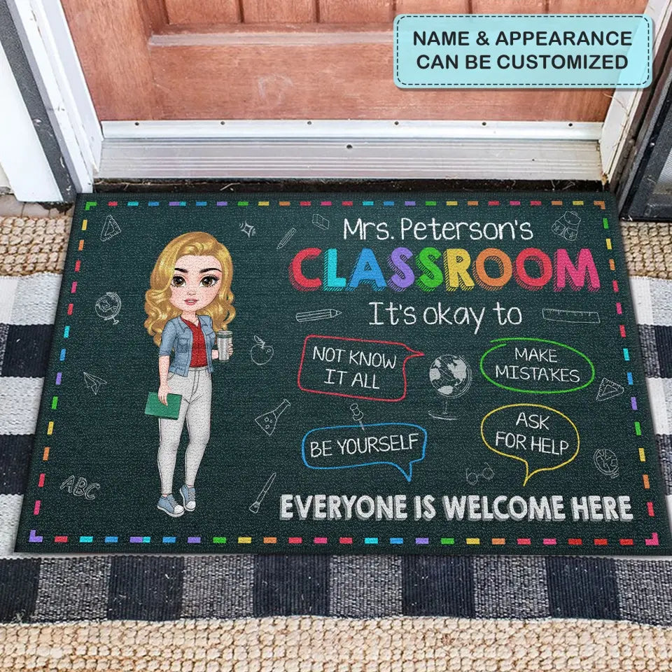 Personalized Custom Doormat - Teacher's Day, Appreciation Gift For Teacher - It's Okay To Ask For Help