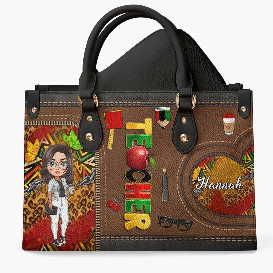 Personalized Leather Bag - Gift For Teacher - Juneteenth Teacher