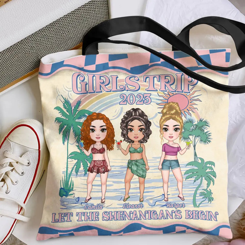 Personalized Custom Tote Bag - Vacation, Summer Gift For Bestie, Friend, Beach Lover, Beach Girl - Let The Shenanigans Begin