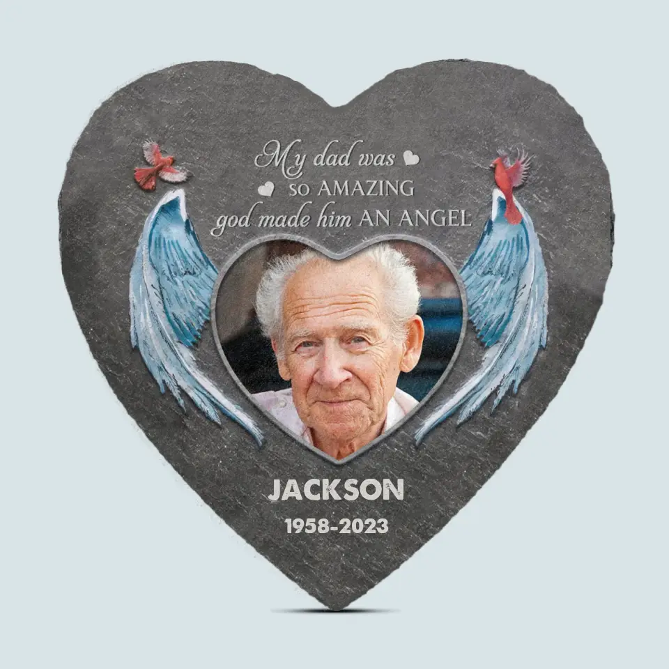 Personalized Garden Stone - Memorial Gift For Dad, Grandpa - God Made Him An Angel ARND018