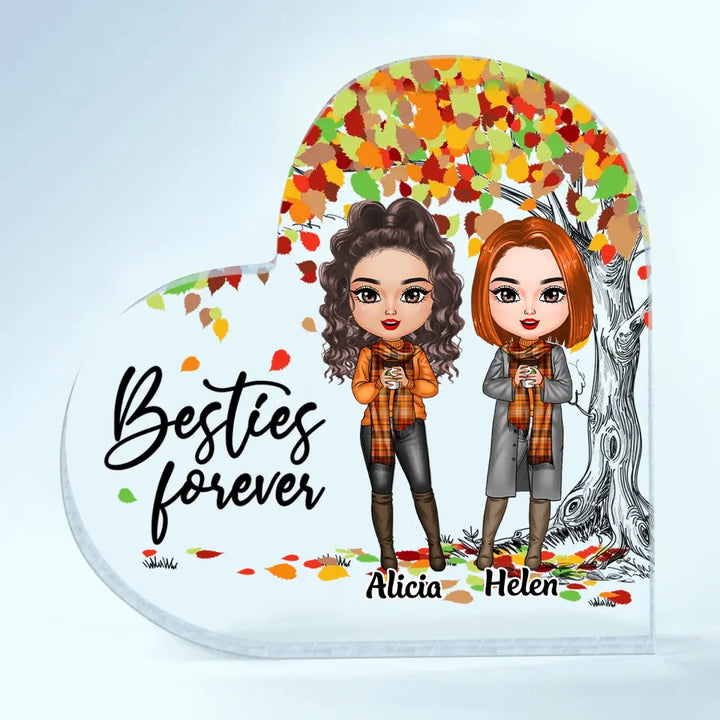 Personalized Custom Heart-shaped Acrylic Plaque - Gift For Friends - Besties Forever Fall Vibe