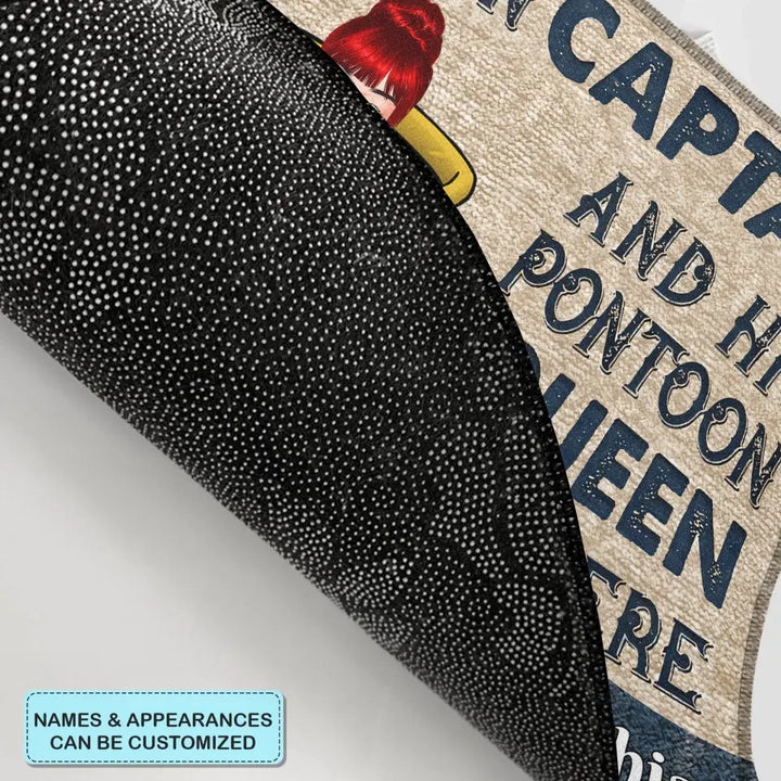 Personalized Custom Doormat - Anniversary Gift For Couple - Pontoon Captain And Pontoon Queen Live Here