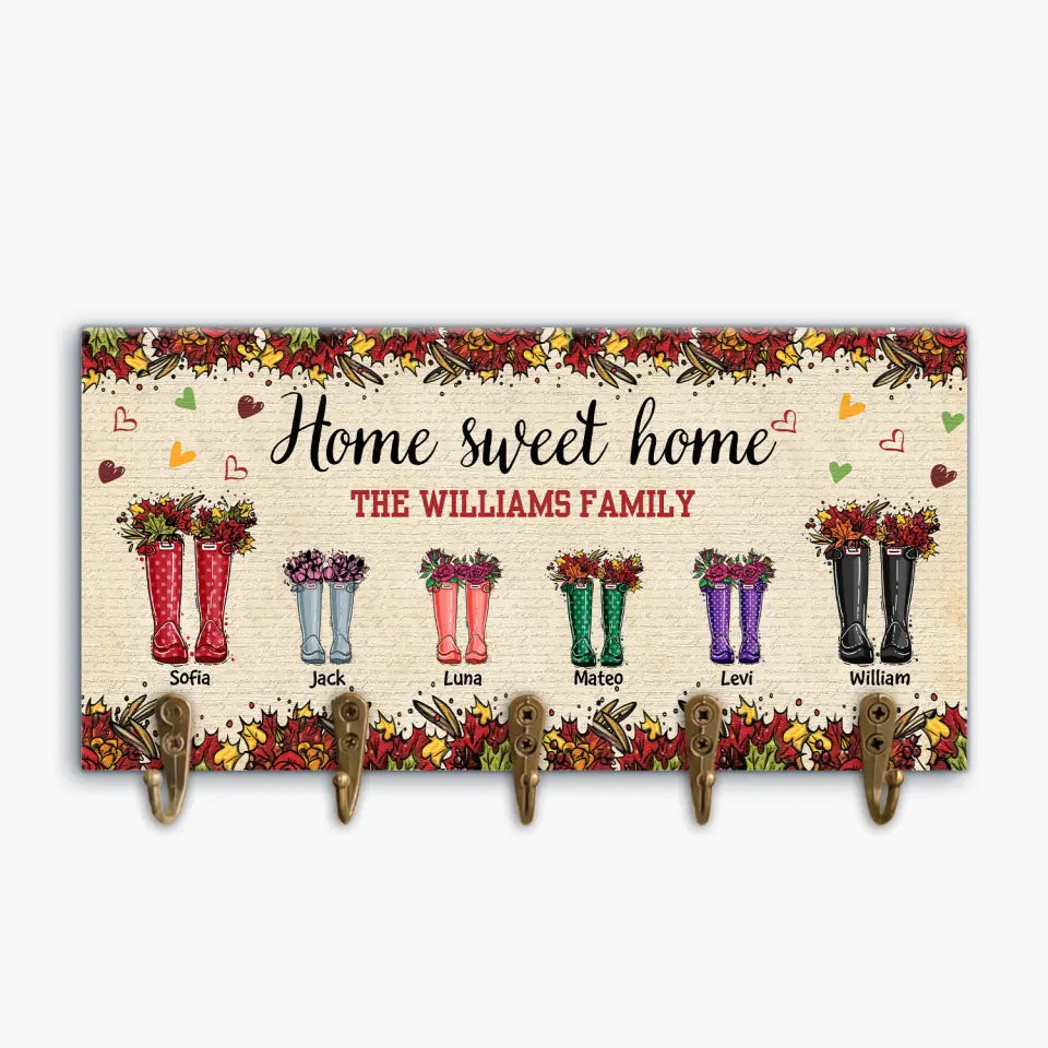 Personalized Custom Key Holder - Mother's Day, Father's Day Gift For Mom, Dad, Family Member - Home Sweet Home Fall Vibe