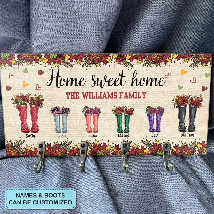 Personalized Custom Key Holder - Mother's Day, Father's Day Gift For Mom, Dad, Family Member - Home Sweet Home Fall Vibe