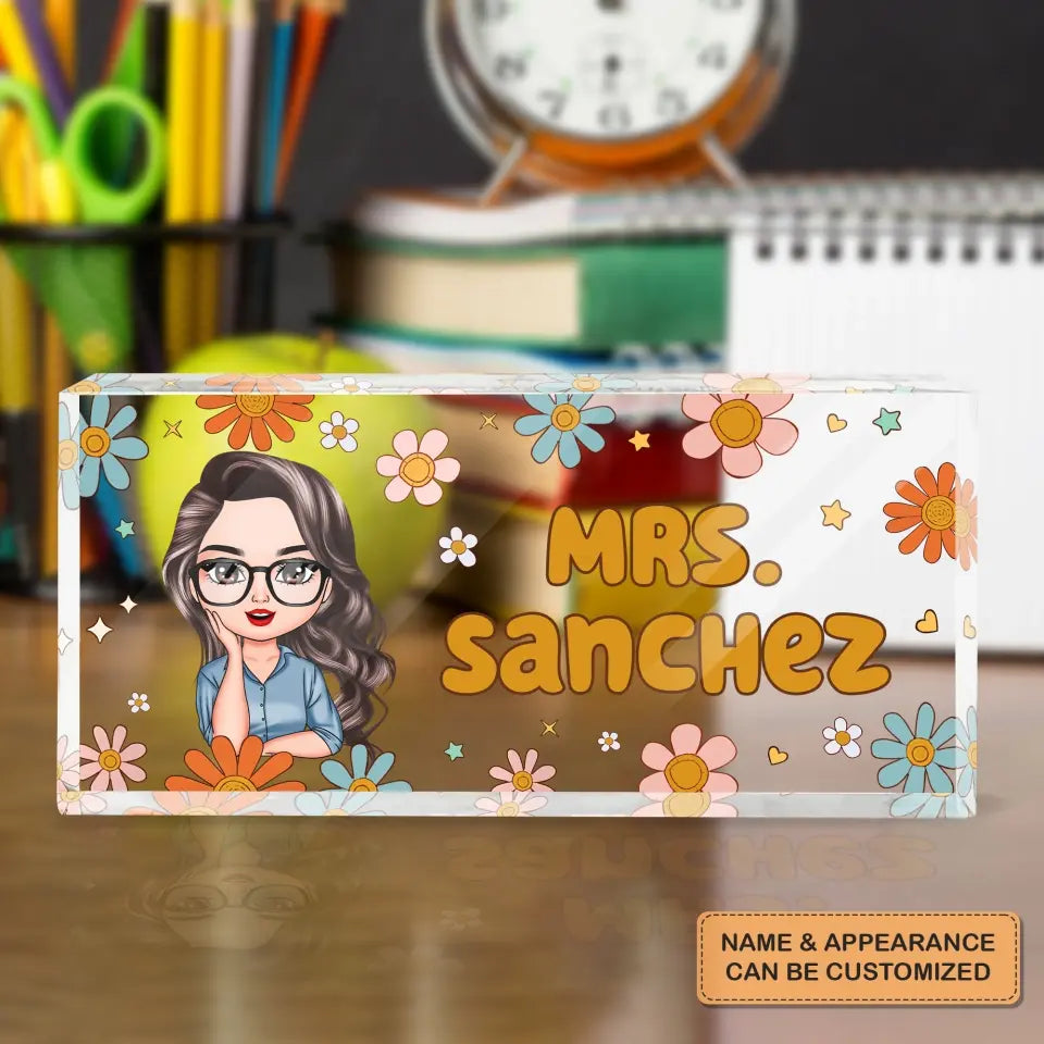 Personalized Custom Desk Plate - Teacher's Day, Appreciation Gift For Teacher - Teacher Floral