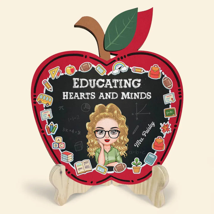 Personalized Custom 1 Layer Wooden Sign - Teacher's Day, Birthday Gift For Teacher - Teach Love Inspire