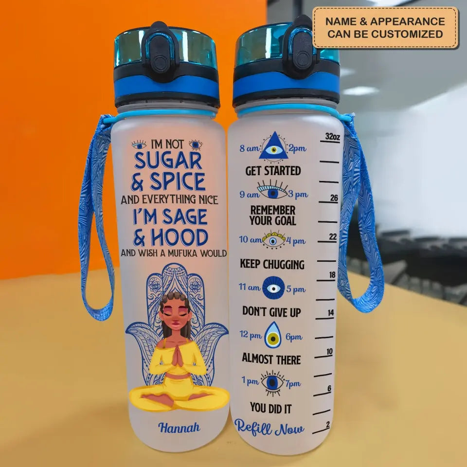 Personalized Custom Water Tracker Bottle - Gift For Yoga Lover - I Am Not Sugar And Spice