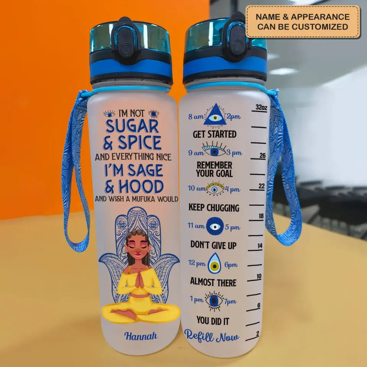 Personalized Custom Water Tracker Bottle - Gift For Yoga Lover - I Am Not Sugar And Spice