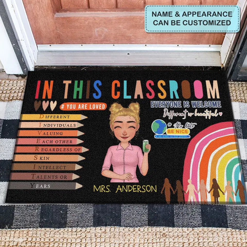 Personalized Custom Doormat - Teacher's Day, Appreciation Gift For Teacher - In This Classroom Everyone Is Welcome