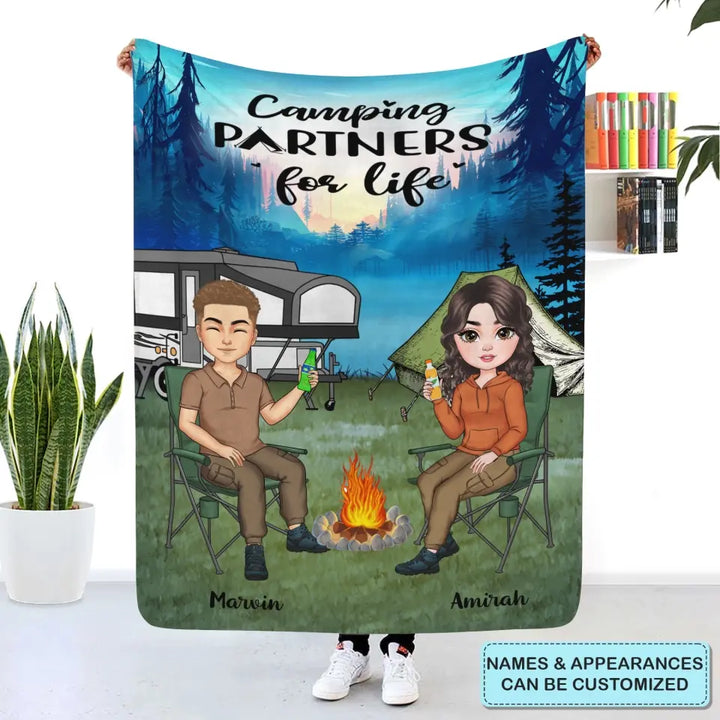 Personalized Custom Blanket - Anniversary Gift For Couple - Camping Partners For Life