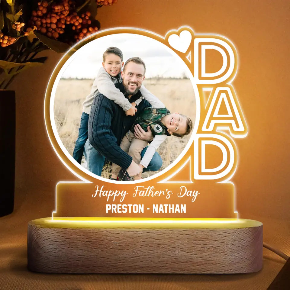 My Dad Lights Up The World - Personalized Led Night Light - Gift For D -  GoDuckee