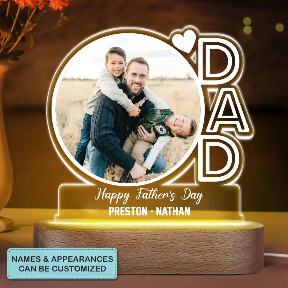 Personalized Custom Acrylic LED Night Light - Father's Day Gift For Dad - We Love You