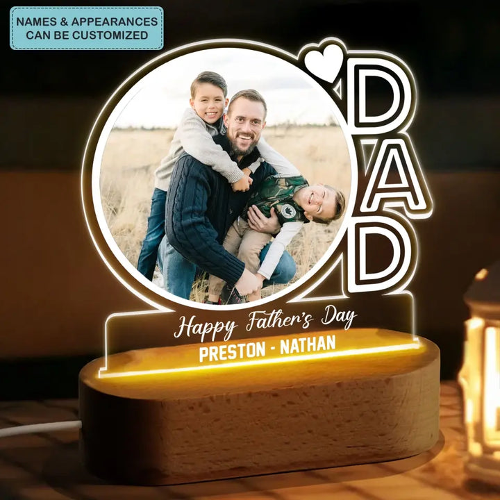 Personalized Custom Acrylic LED Night Light - Father's Day Gift For Dad - We Love You