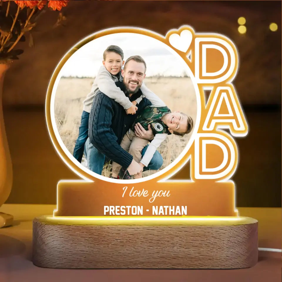 Personalized Custom Acrylic LED Night Light - Father's Day Gift For Dad - We Love You